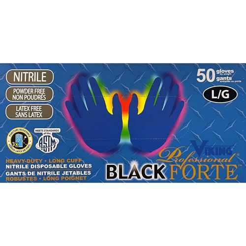 Picture of Viking® 34606 Professional® Black Forte™ 8 mil Blue Disposable Nitrile Gloves - Medium
