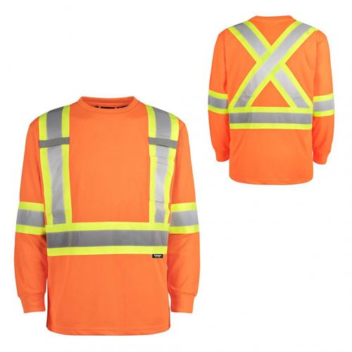 Picture of TERRA® Orange Polyester Mesh Traffic Long Sleeve Shirt - Small