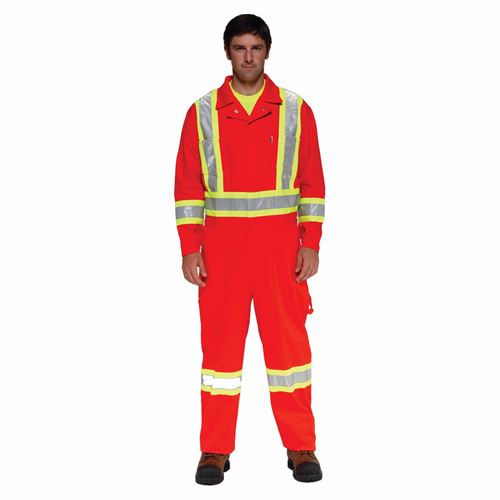 Picture of Stalworth Style 341 Orange Cotton Coverall with Reflective Tape - Size 40