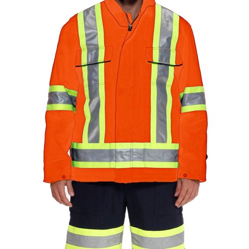 Picture of Ground Force® Style 651GF Orange Standard Insulated Polycotton Parka with Reflective Tape - Large