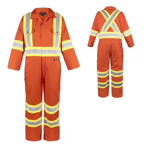 Picture of TERRA® 116581 Hi-Vis Orange Poly/Cotton Coverall with Reflective Tape